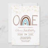 Modern Rainbow Erster Geburtstag Einladung (Vorderseite)