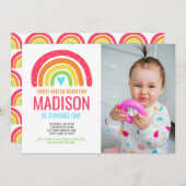Modern Rainbow First Birthday Einladung (Vorne/Hinten)