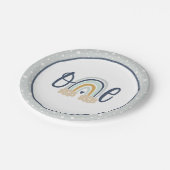 Modern Rainbow First Birthday Plate - Boy LB Pappteller (Schrägansicht)