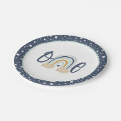 Modern Rainbow First Birthday Plate - Boy NB Pappteller (Schrägansicht)