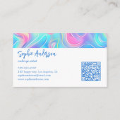 Modern Rainbow Holographic Makeup Artist & Qr Code Visitenkarte (Rückseite)