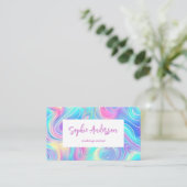 Modern Rainbow Holographic Makeup Artist & Qr Code Visitenkarte (Stehend Vorderseite)