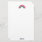 Modern Rainbow in Blue Script Name Briefpapier (Vorne/Hinten)