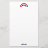 Modern Rainbow in Blue Script Name Briefpapier (Vorderseite)