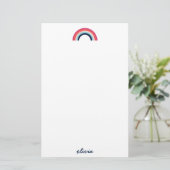 Modern Rainbow in Blue Script Name Briefpapier (Stehend Vorderseite)