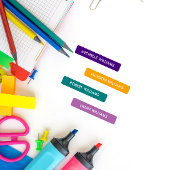 MODERN RAINBOW INDIGO ORANGE MAUVE TEAL KIDS NAME ETIKETTEN