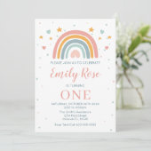 Modern Rainbow Invitation Birthday Einladung (Stehend Vorderseite)