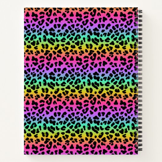 Modern Rainbow Leopard Skin Pattern Monogram Notizblock (Rückseite)