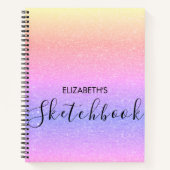 Modern Rainbow Ombre Glitzer Name Sketchbook Notizblock (Vorderseite)