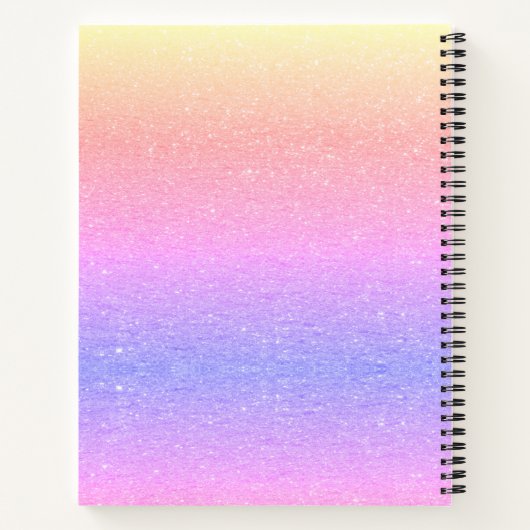 Modern Rainbow Ombre Glitzer Name Sketchbook Notizblock (Rückseite)