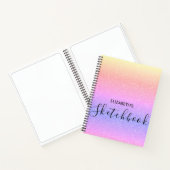 Modern Rainbow Ombre Glitzer Name Sketchbook Notizblock (Innenseite)
