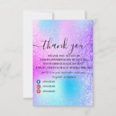 Modern Rainbow Pink Holographic Danke-Card Dankeskarte (Vorderseite)