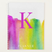 Modern Rainbow Watercolor Monogram Planer (Vorderseite)