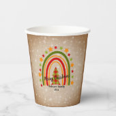 Modern Rainbow Weihnachten Tartan Tree 20xx Text Pappbecher (Vorderseite)