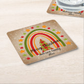 Modern Rainbow Weihnachten Tartan Tree 20xx Text Rechteckiger Pappuntersetzer (angewinkelt)