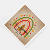 Modern Rainbow Weihnachten Tartan Tree 20xx Text Serviette (Ecke)