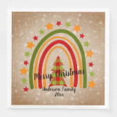 Modern Rainbow Weihnachten Tartan Tree 20xx Text Serviette (Vorderseite)