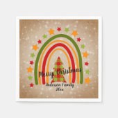 Modern Rainbow Weihnachten Tartan Tree 20xx Text Serviette (Vorderseite)