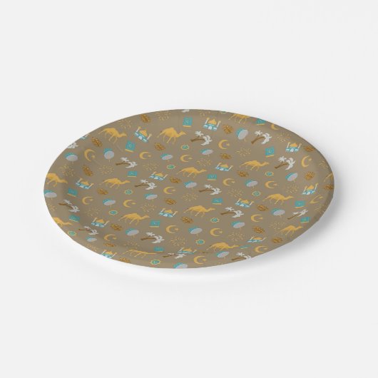 Modern Ramadan Eid Mubarak Happy Eid Pappteller (Schrägansicht)