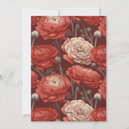 Modern Ranunculus Accent Boho Birthday Einladung (Rückseite)
