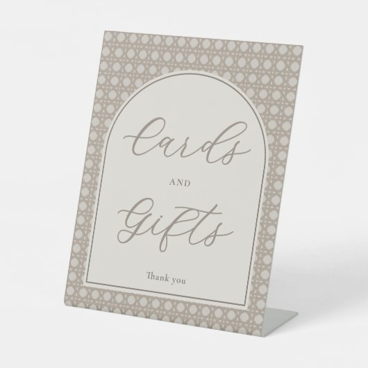 Modern Rattan Bridal Shower Cards And Gifts Sockelschild (Vorderseite)