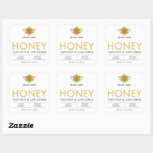 Modern Raw Honey Bee Icon Jar Product Label Quadratischer Aufkleber (Blatt)