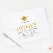 Modern Raw Honey Bee Icon Jar Product Label Quadratischer Aufkleber (Umschlag)