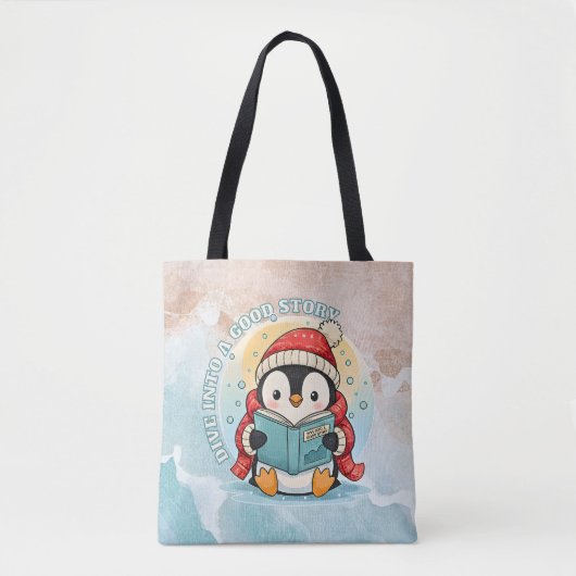 Modern Reading Penguin Aesthetic Shoulder Tote Bag Tasche (Vorderseite)