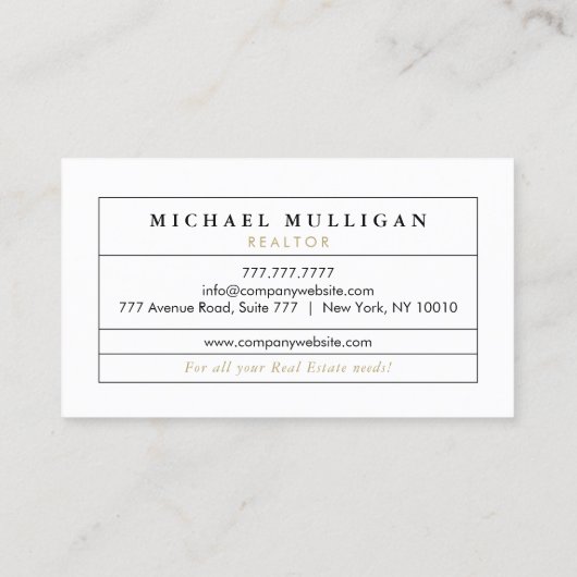 Modern Real Anwesen Agent Business Card Visitenkarte (Rückseite)