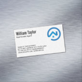 Modern Real Anwesen Blue Logo | Damask Muster Magnetische Visitenkarte (Beispiel)