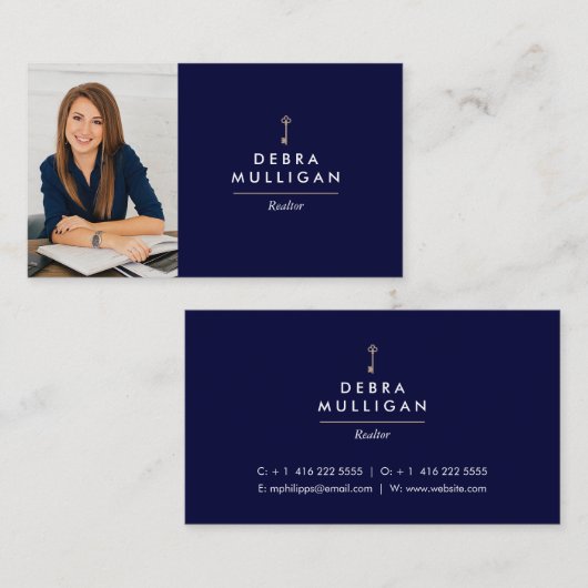Modern Real Anwesen Business Card Horizontal grau Visitenkarte (Vorne/Hinten)