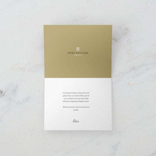 Modern Real Anwesen Danke Card - Monogram (Innenseite)