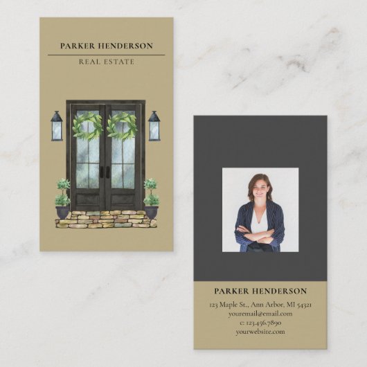 Modern Real Anwesen Foto Business Card Visitenkarte (Vorne/Hinten)