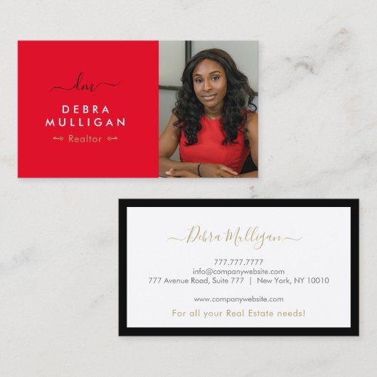 Modern Real Anwesen Monogram Business Card Visitenkarte (Vorne/Hinten)