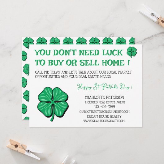 Modern Real Anwesen St Patrick's Day Karte (Vorderseite/Rückseite Beispiel)