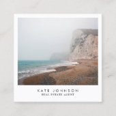Modern Real Estate Agent Beach Ocean Full Photo Quadratische Visitenkarte (Vorderseite)