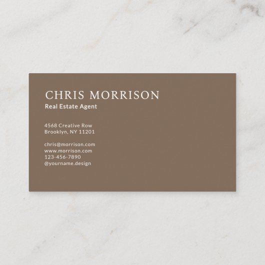 Modern Real Estate Agent Beige Professional Photo Visitenkarte (Rückseite)