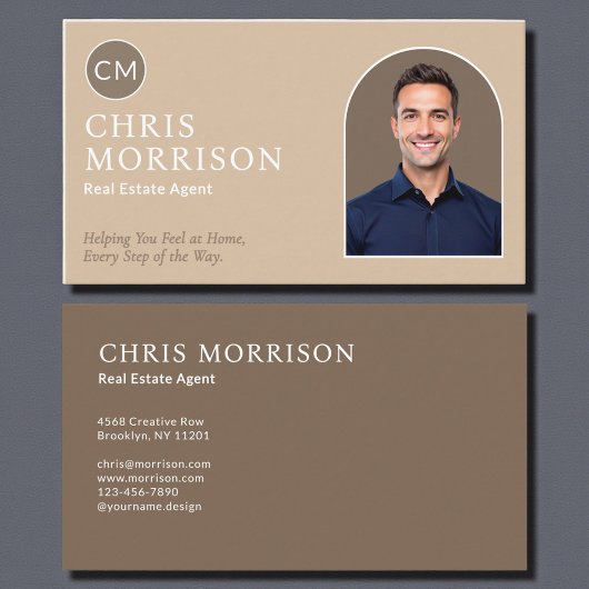 Modern Real Estate Agent Beige Professional Photo Visitenkarte