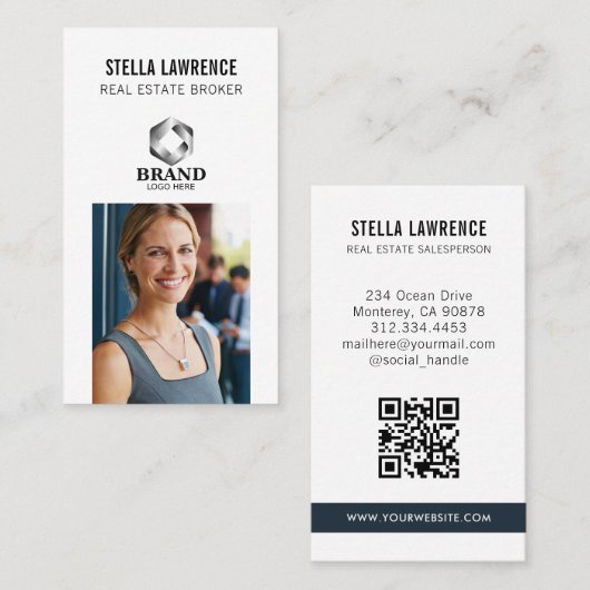 Modern Real Estate Agent Vertical Photo Logo Visitenkarte (Vorne/Hinten)