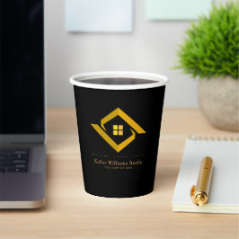 Modern Real Estate Black and gold custom logo Pappbecher