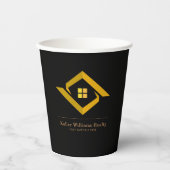 Modern Real Estate Black and gold custom logo  Pappbecher (Vorderseite)