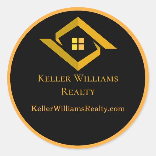 Modern Real Estate Black and gold custom logo Runder Aufkleber (Vorderseite)