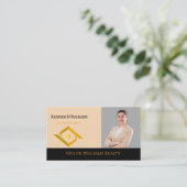 Modern Real Estate Black and gold custom logo  Visitenkarte (Stehend Vorderseite)