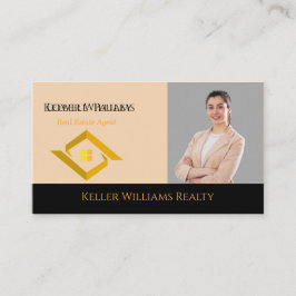 Modern Real Estate Black and gold custom logo Visitenkarte