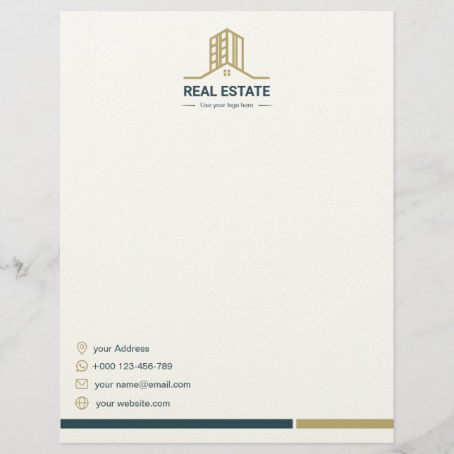 Modern Real Estate Letterhead Template Briefbogen (Vorderseite)