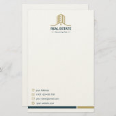 Modern Real Estate Stationery Paper Briefpapier (Vorne/Hinten)