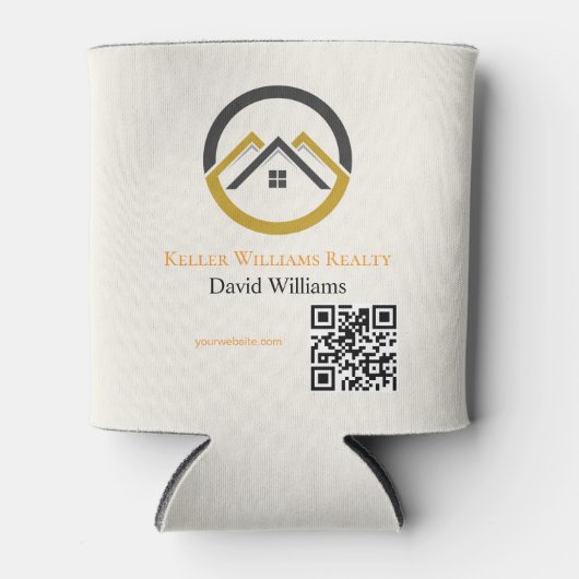 Modern Real Estate white and gold custom logo  Dosenkühler (Vorderseite)