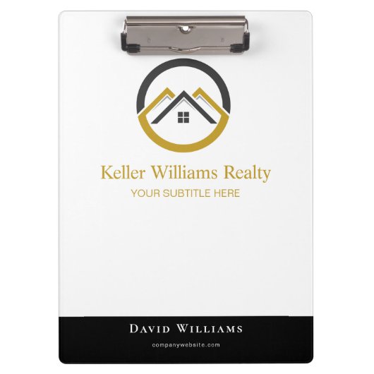 Modern Real Estate white and gold custom logo  Klemmbrett (Vorderseite)