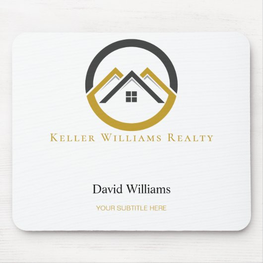 Modern Real Estate white and gold custom logo  Mousepad (Vorne)