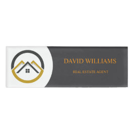 Modern Real Estate white and gold custom logo  Namenschild
